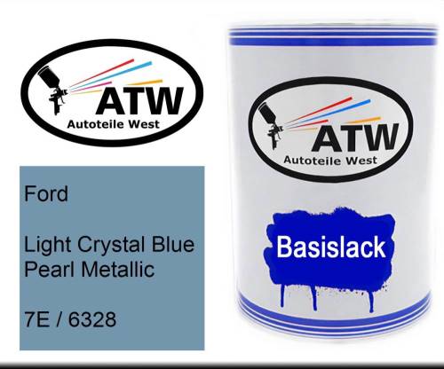 Ford, Light Crystal Blue Pearl Metallic, 7E / 6328: 500ml Lackdose, von ATW Autoteile West.